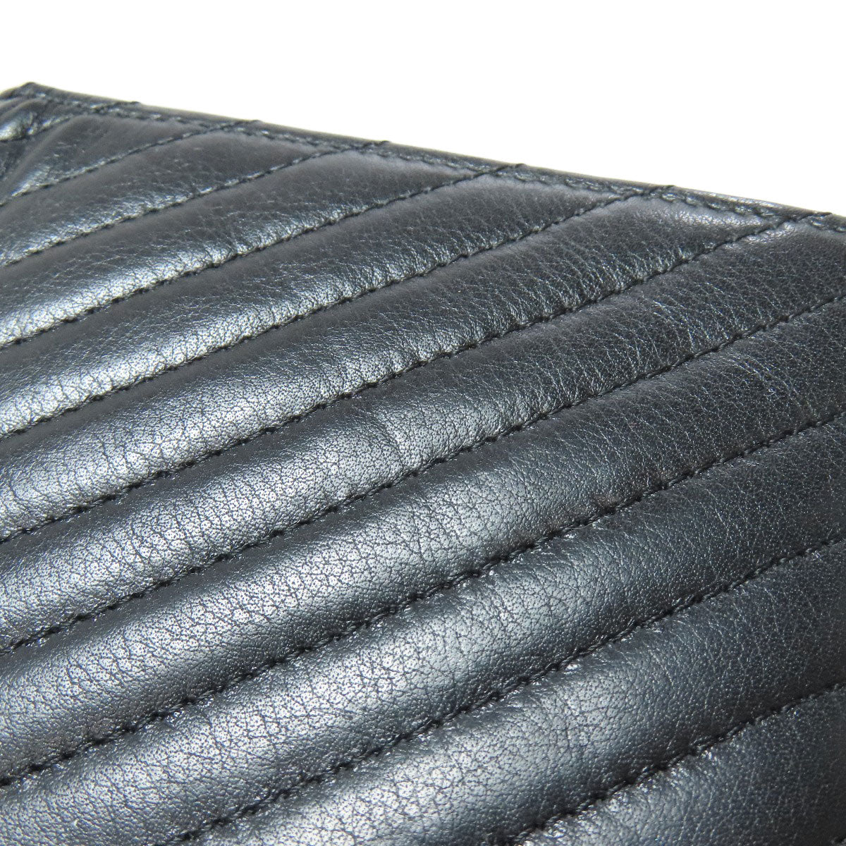 CHANEL Bifold Wallet Calfskin black COCO Mark Vstitch SilverMetal