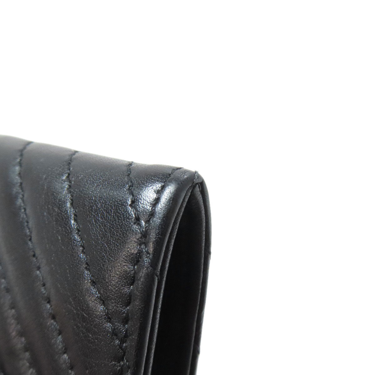 CHANEL Bifold Wallet Calfskin black COCO Mark Vstitch SilverMetal