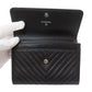 CHANEL Bifold Wallet Calfskin black COCO Mark Vstitch SilverMetal