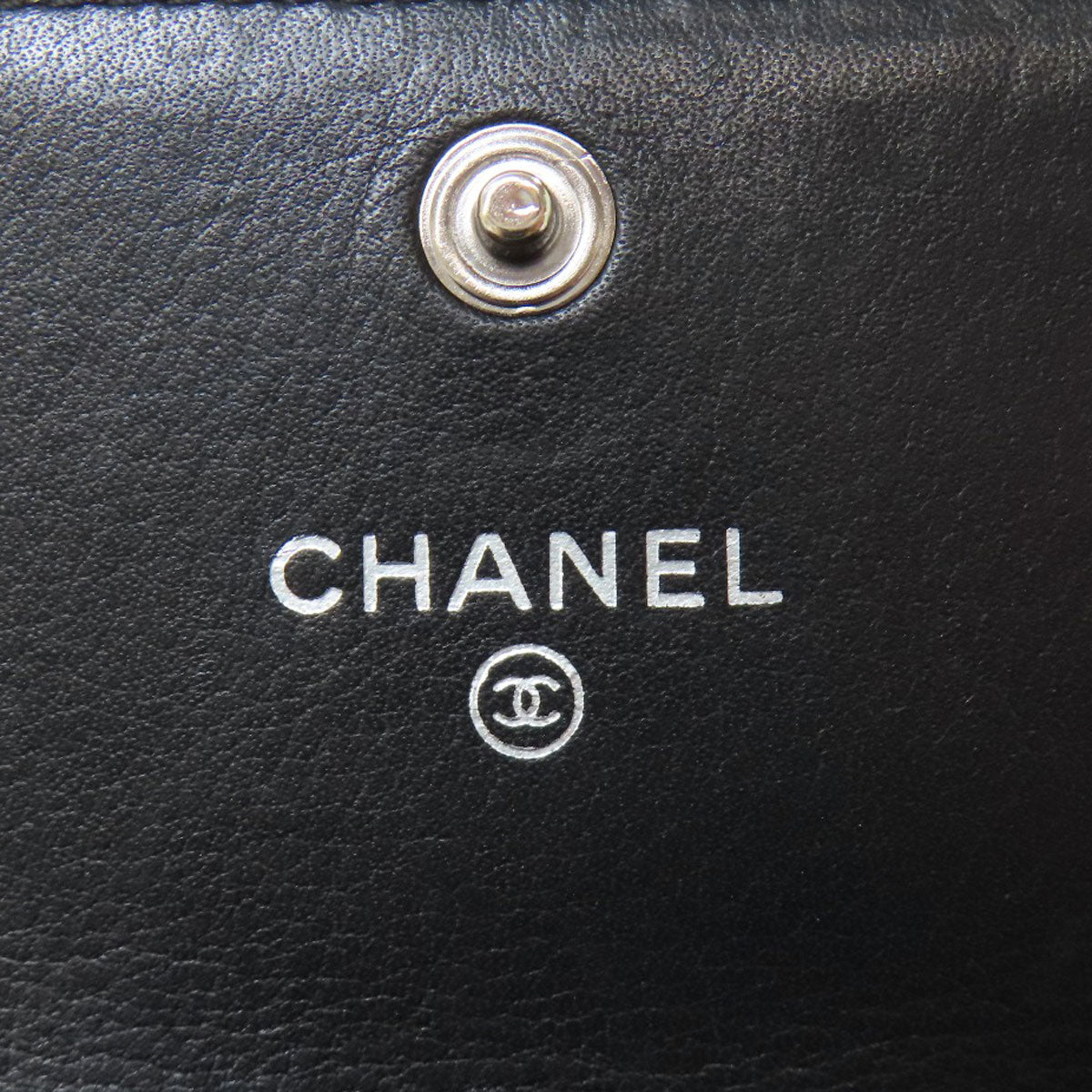 CHANEL Bifold Wallet Calfskin black COCO Mark Vstitch SilverMetal