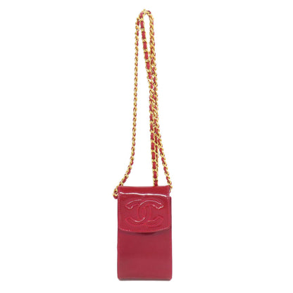 CHANEL Accessory pouch enamel Red COCO Mark ChainShoulder