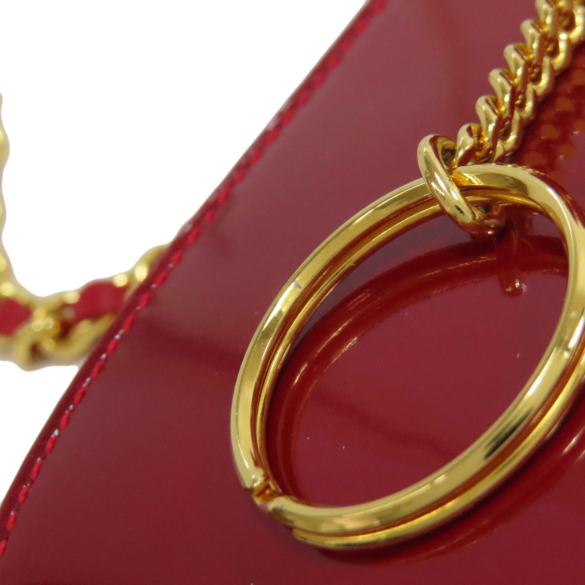 CHANEL Accessory pouch enamel Red COCO Mark ChainShoulder
