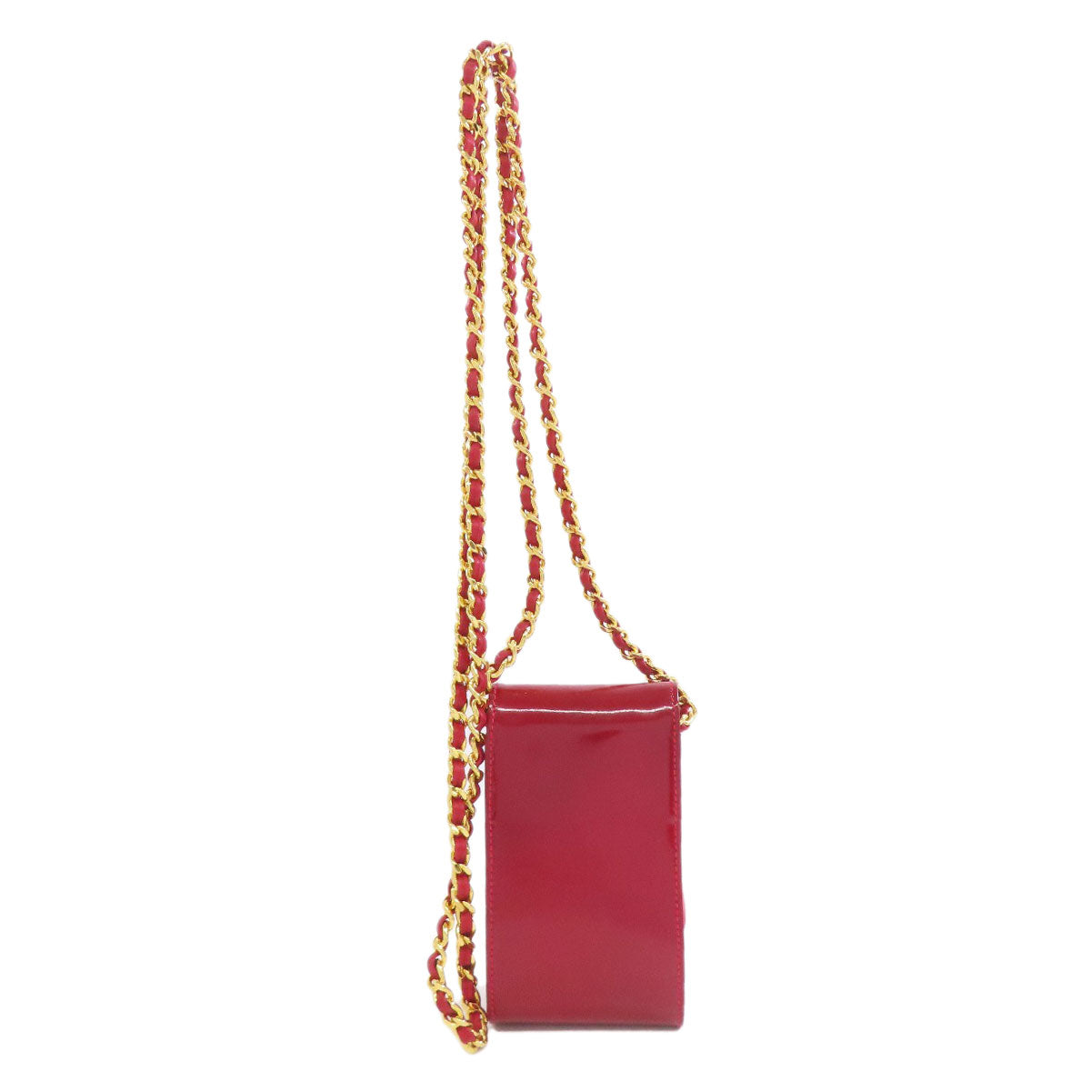 CHANEL Accessory pouch enamel Red COCO Mark ChainShoulder