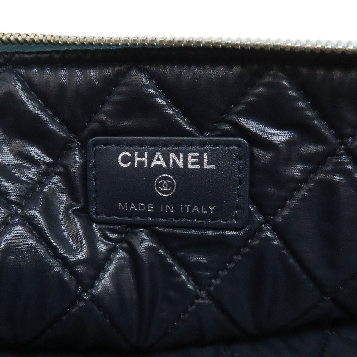 CHANEL Clutch bag leather blue COCO Mark Bicolor