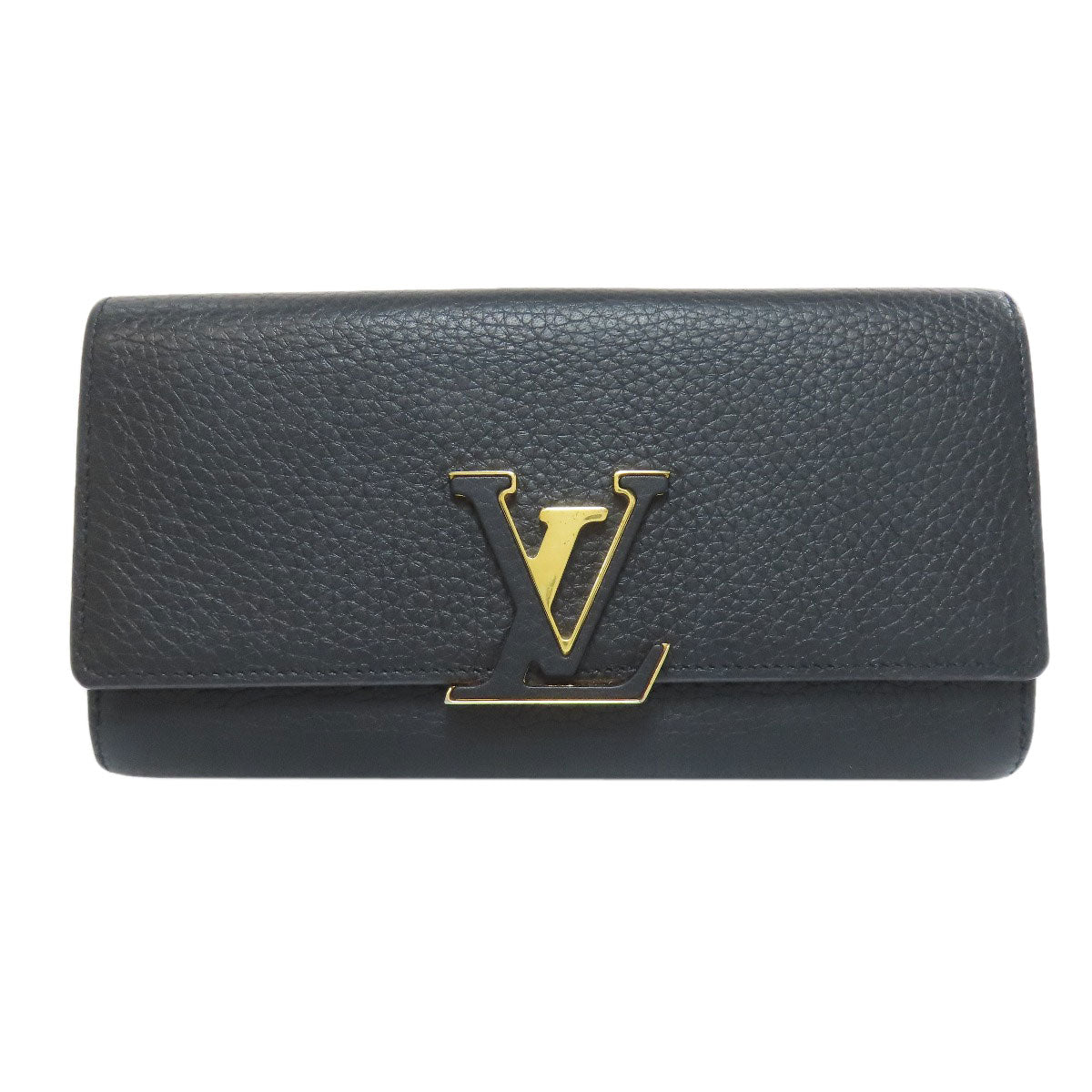 LOUIS VUITTON Long Wallet Purse M61248 Taurillon Clemence black Portefeuille Capsine