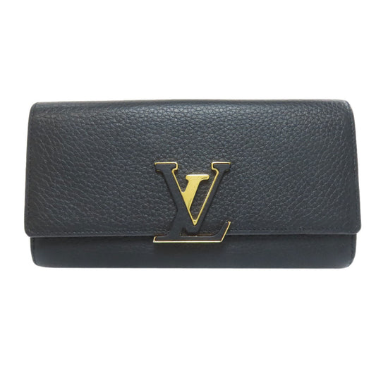 LOUIS VUITTON Long Wallet Purse M61248 Taurillon Clemence black Portefeuille Capsine