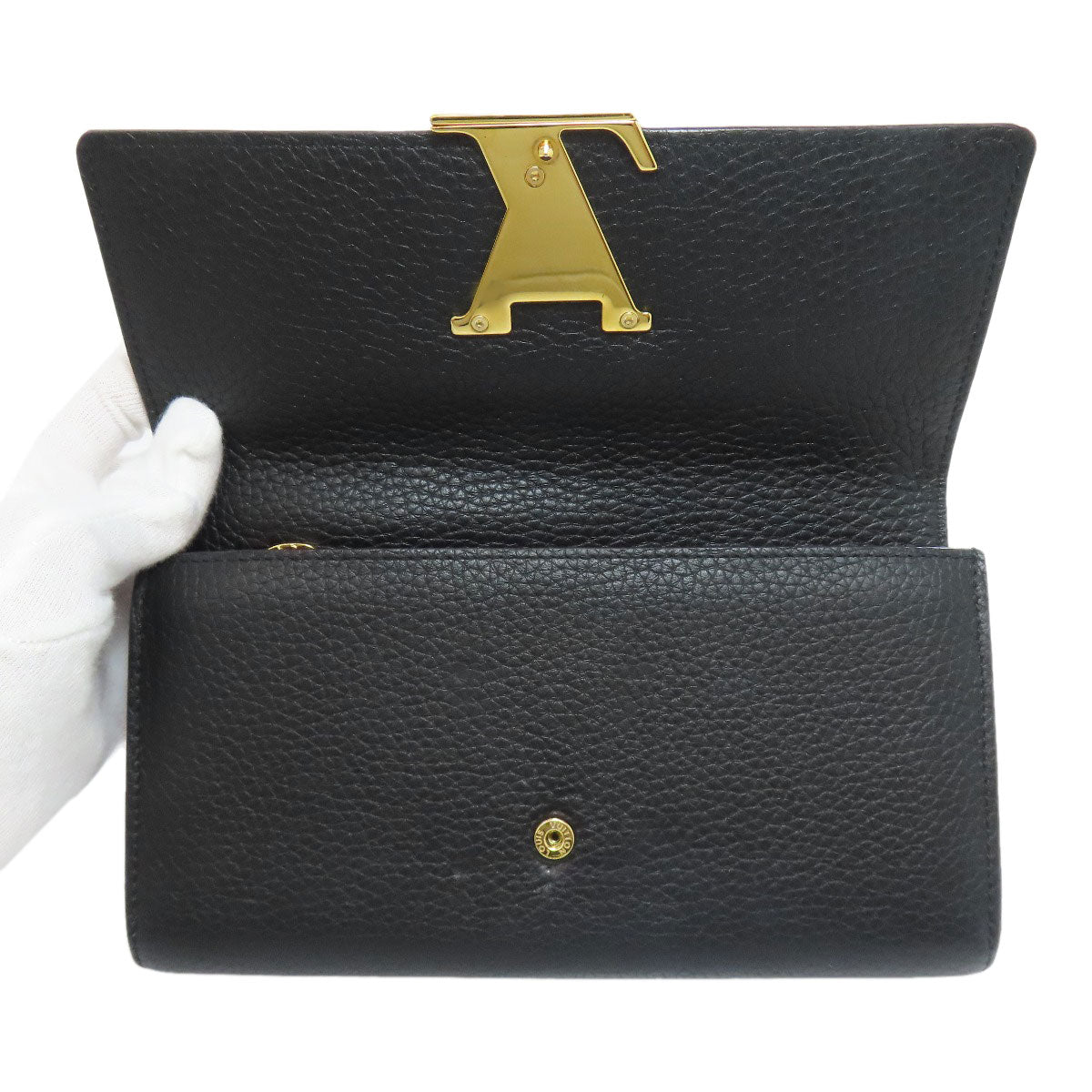LOUIS VUITTON Long Wallet Purse M61248 Taurillon Clemence black Portefeuille Capsine