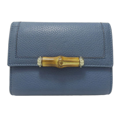 GUCCI Bifold Wallet 257017 Calfskin blue Bamboo
