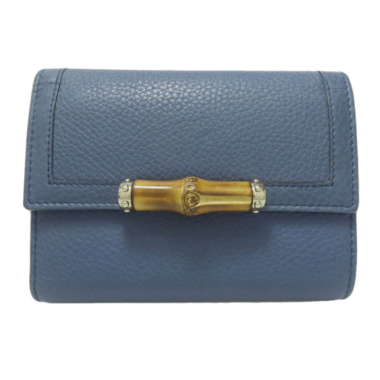 GUCCI Bifold Wallet 257017 Calfskin blue Bamboo