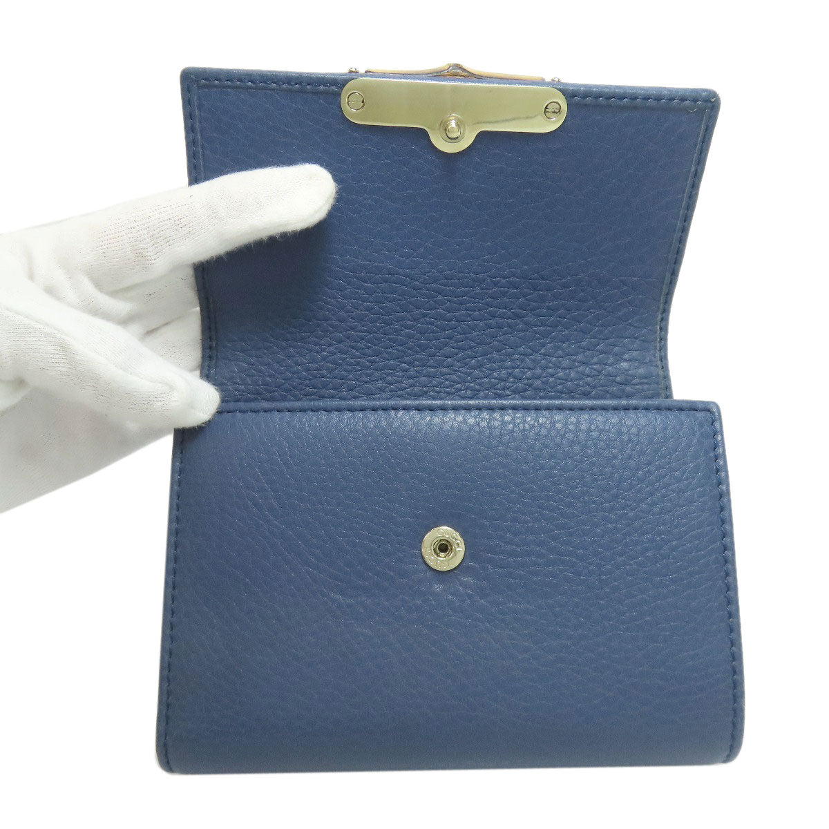 GUCCI Bifold Wallet 257017 Calfskin blue Bamboo