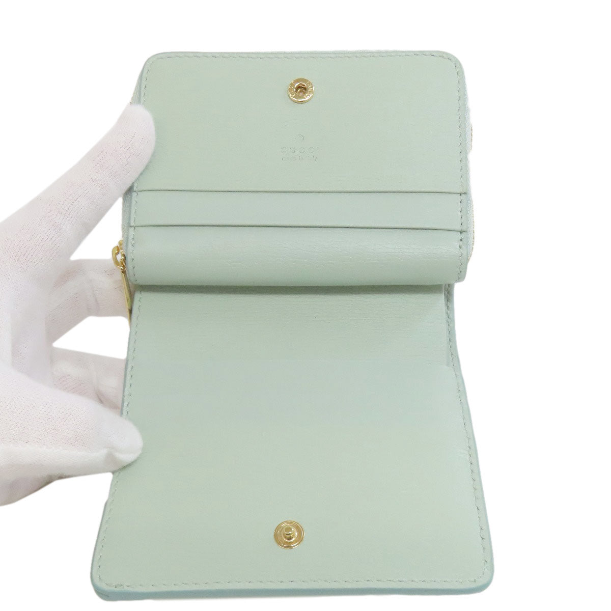 GUCCI Bifold Wallet 772639 Calfskin blue Script Mini Wallet