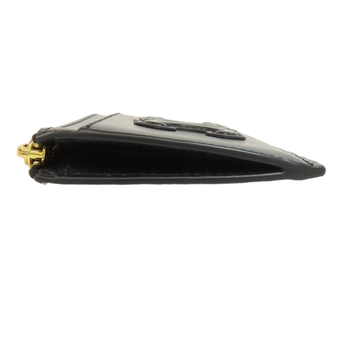 CELINE Coin case leather black Triomphe