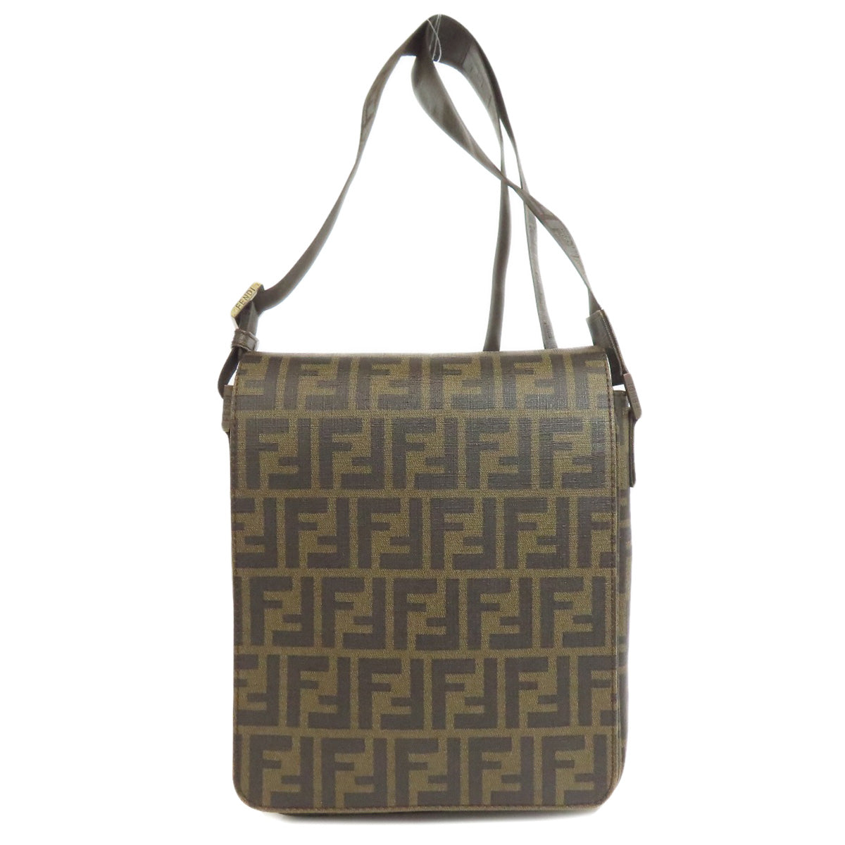 FENDI Shoulder Bag PVC Brown Zucca Pattern