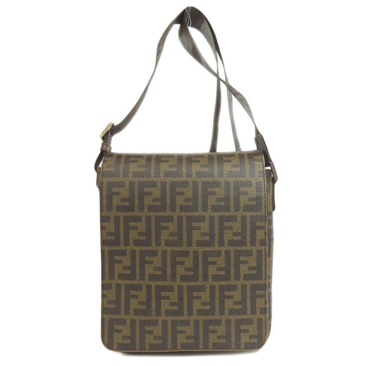 FENDI Shoulder Bag PVC Brown Zucca Pattern