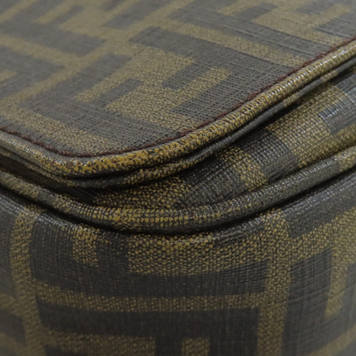 FENDI Shoulder Bag PVC Brown Zucca Pattern