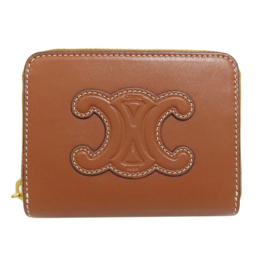 CELINE Coin case leather Brown Triomphe