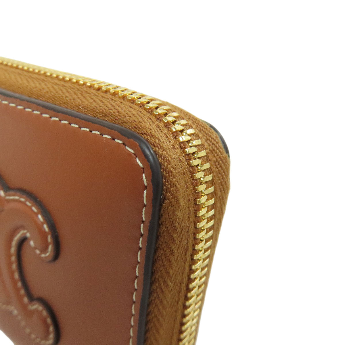 CELINE Coin case leather Brown Triomphe
