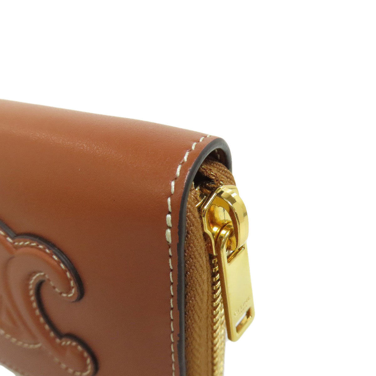 CELINE Coin case leather Brown Triomphe