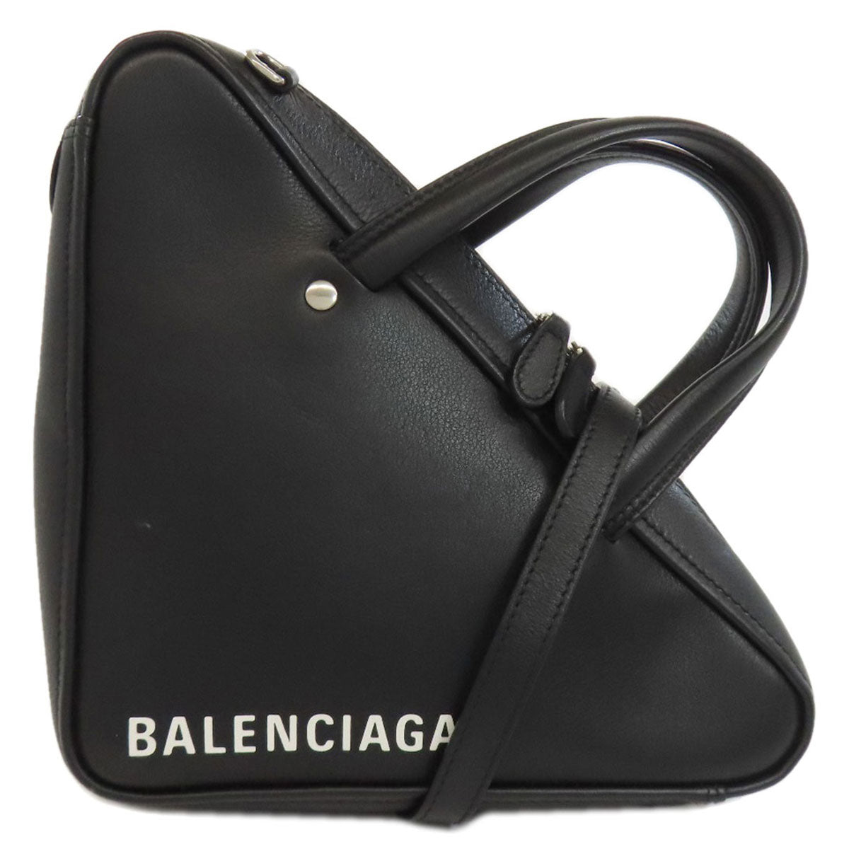 BALENCIAGA Handbag 527272 leather black Triangle Duffle 2WAY
