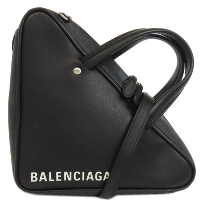 BALENCIAGA Handbag 527272 leather black Triangle Duffle 2WAY