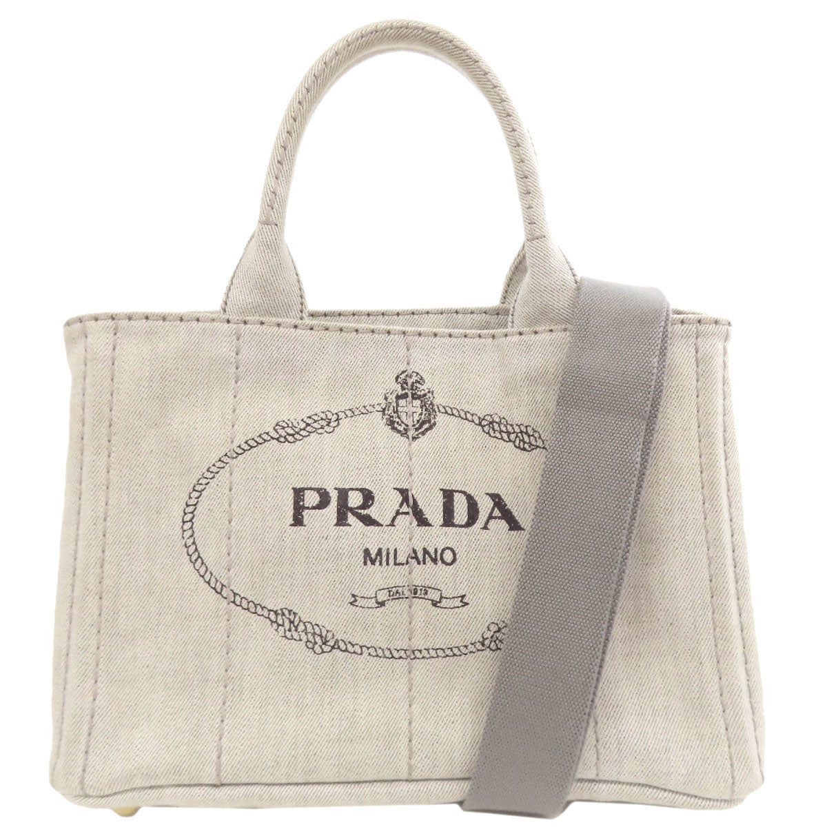 PRADA Handbag denim gray Canapa mini 2 WAY