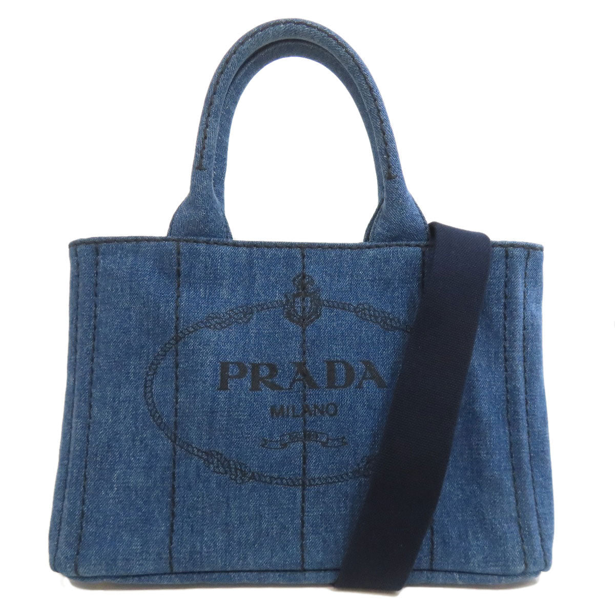 PRADA Handbag denim blue Canapa mini 2 WAY
