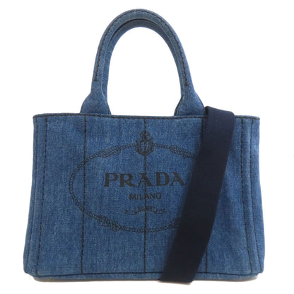 PRADA Handbag denim blue Canapa mini 2 WAY