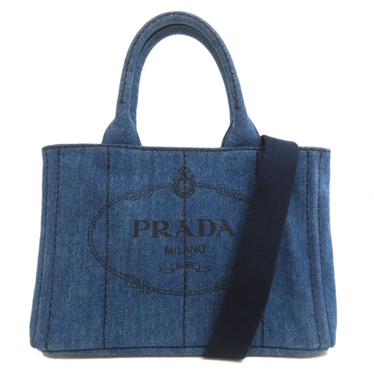 PRADA Handbag denim blue Canapa mini 2 WAY