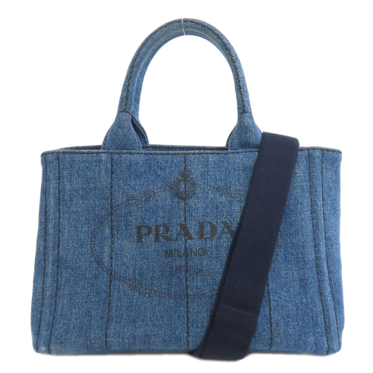 PRADA Tote Bag 1BG439 denim blue Canapa mini 2 WAY