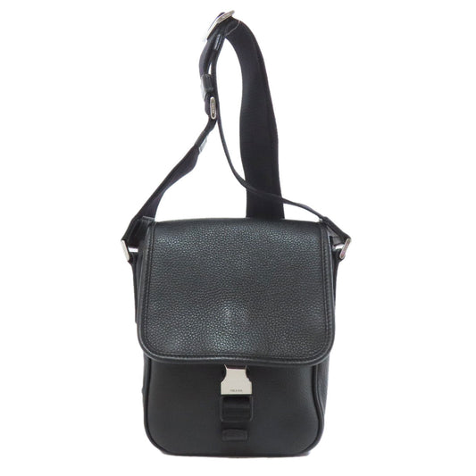 PRADA Shoulder Bag Calfskin black logoMetal