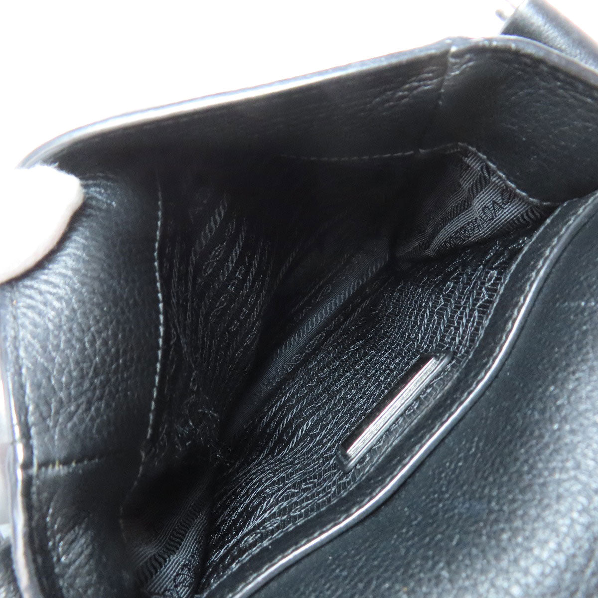 PRADA Shoulder Bag Calfskin black logoMetal