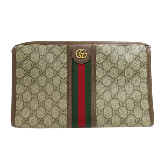 GUCCI Clutch bag 598234 PVC Brown Off-White Medium Pouch in GG Supreme