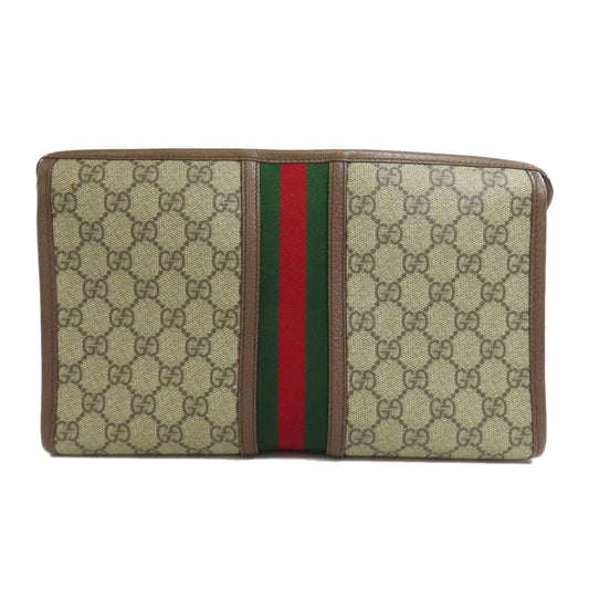 GUCCI Clutch bag 598234 PVC Brown Off-White Medium Pouch in GG Supreme