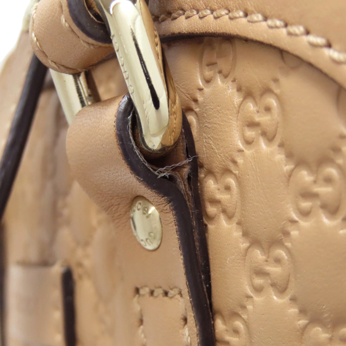 GUCCI Handbag 449654 Calfskin beige GG Signature Microssima Outlet 2-Way