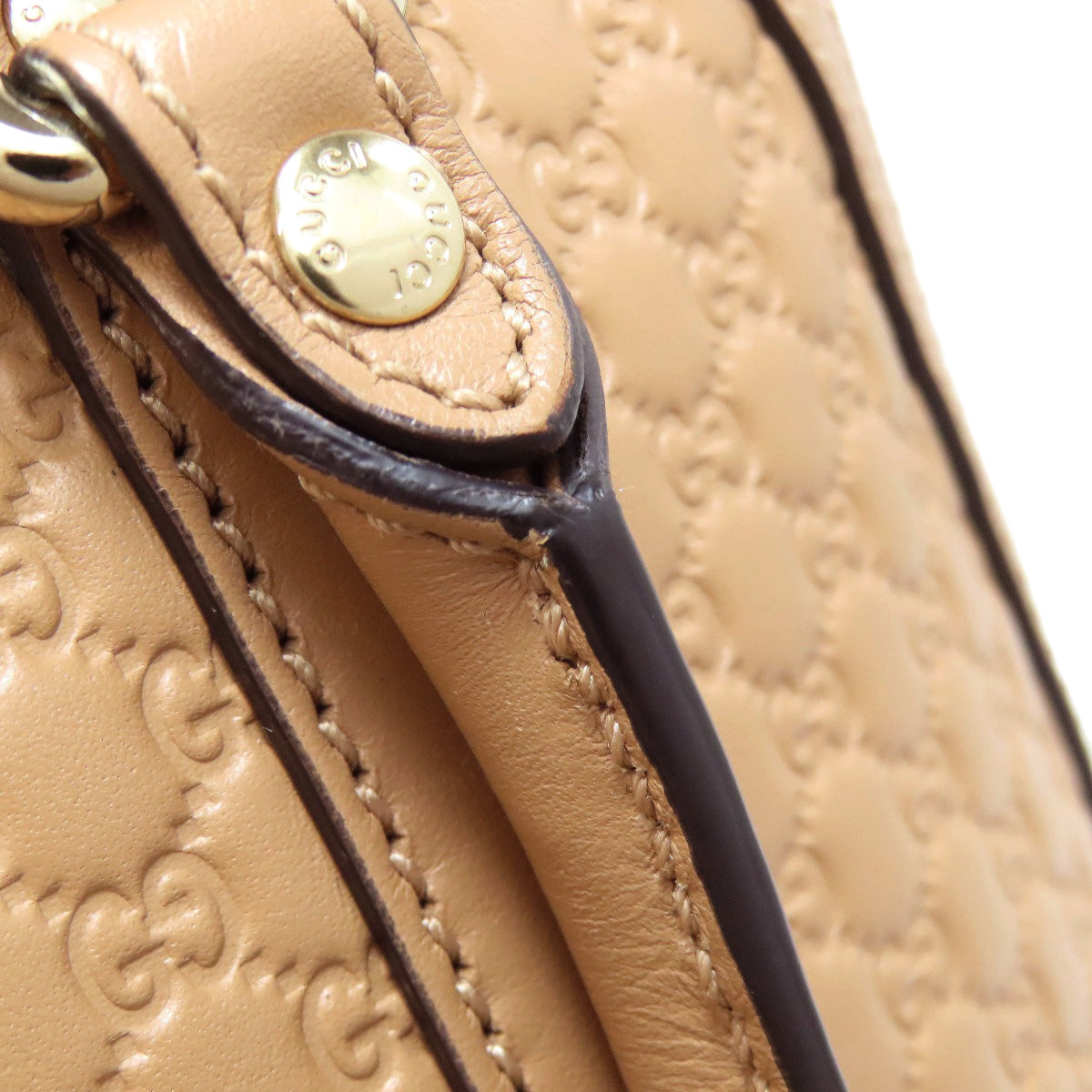 GUCCI Handbag 449654 Calfskin beige GG Signature Microssima Outlet 2-Way