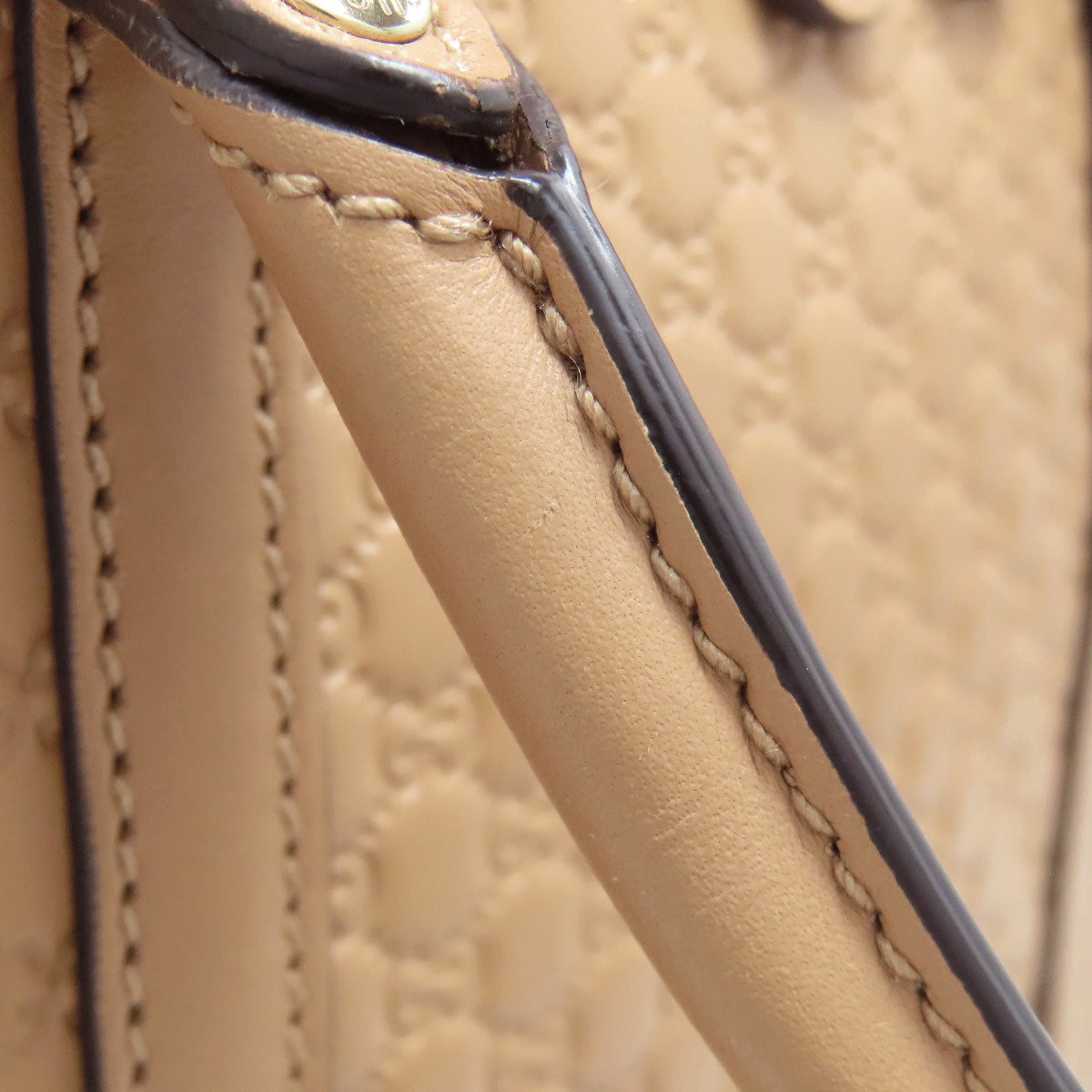 GUCCI Handbag 449654 Calfskin beige GG Signature Microssima Outlet 2-Way