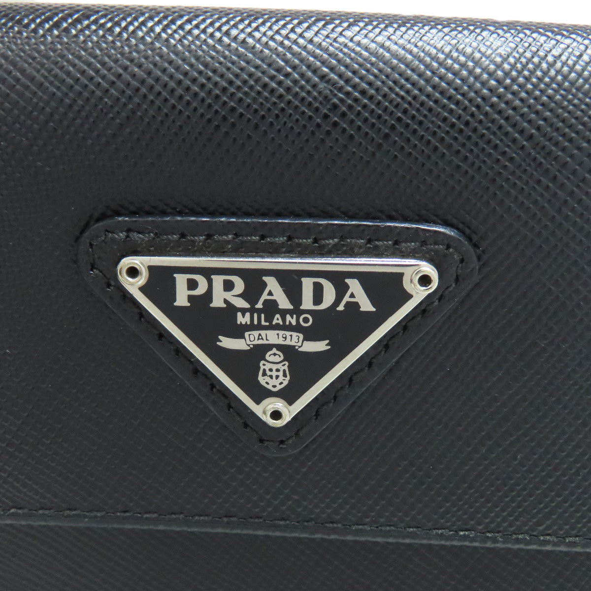PRADA Bifold Wallet Safiano black logoMetal