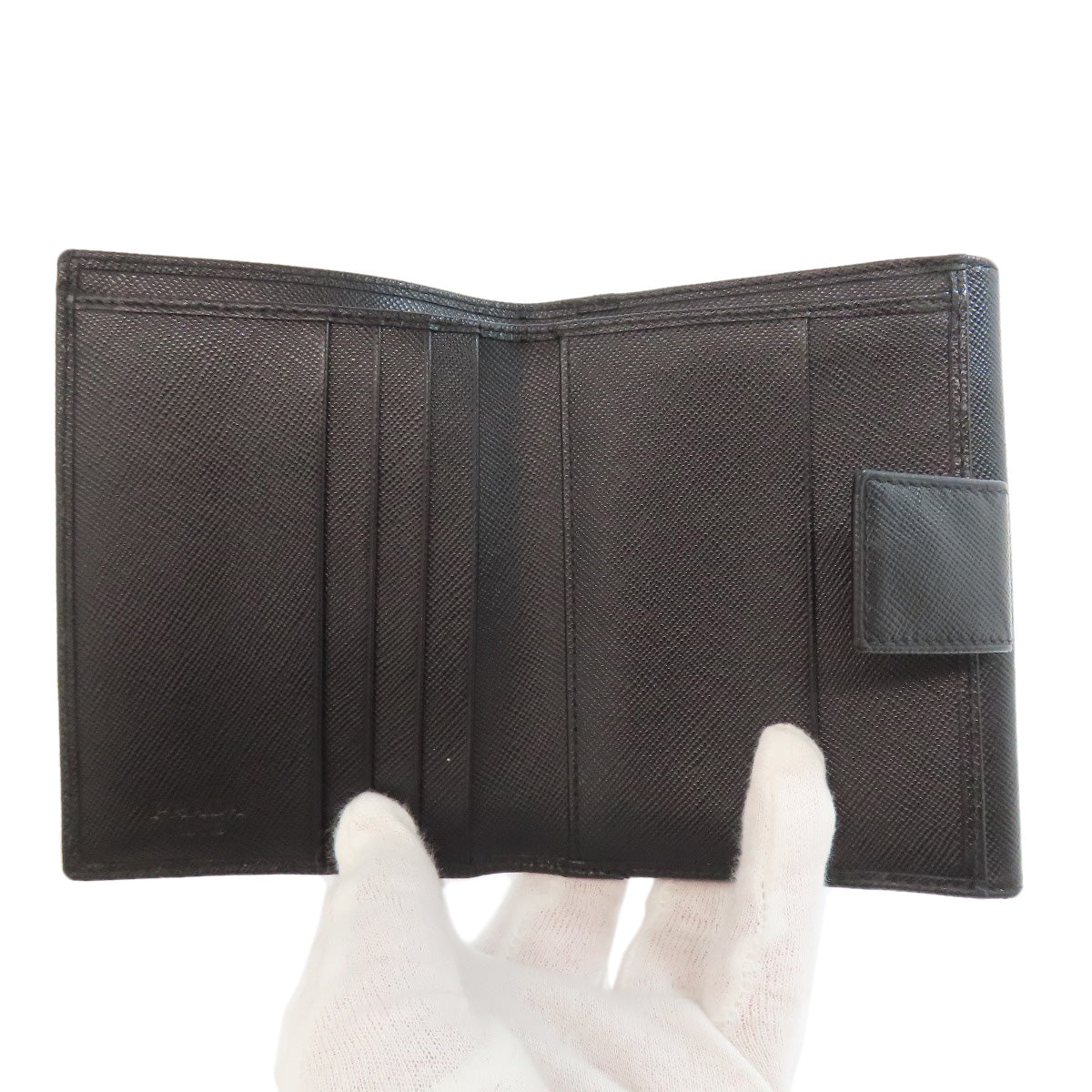 PRADA Bifold Wallet Safiano black logoMetal