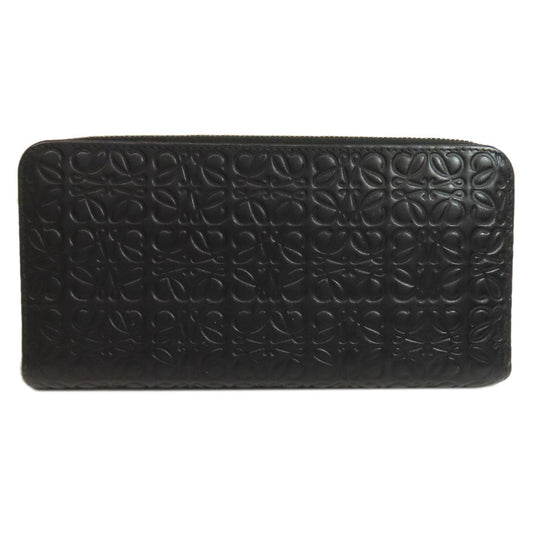 LOEWE Long Wallet Purse leather black Anagram embossing