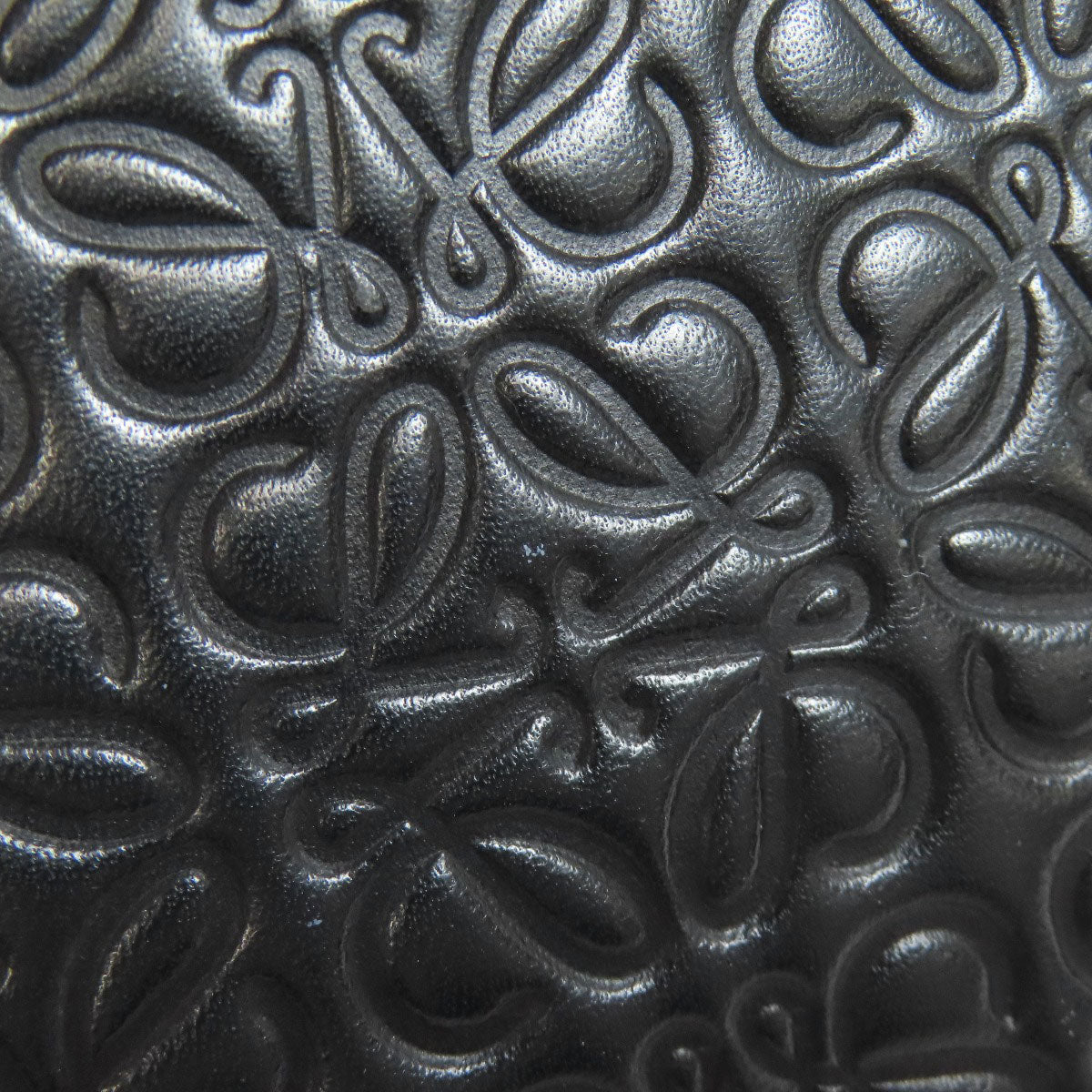 LOEWE Long Wallet Purse leather black Anagram embossing