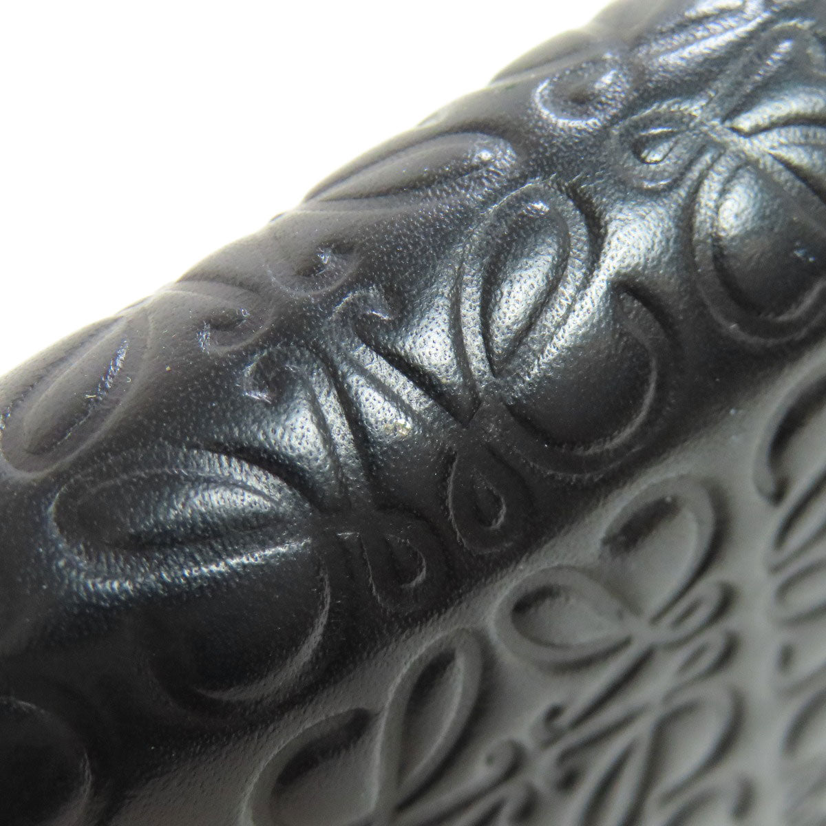 LOEWE Long Wallet Purse leather black Anagram embossing