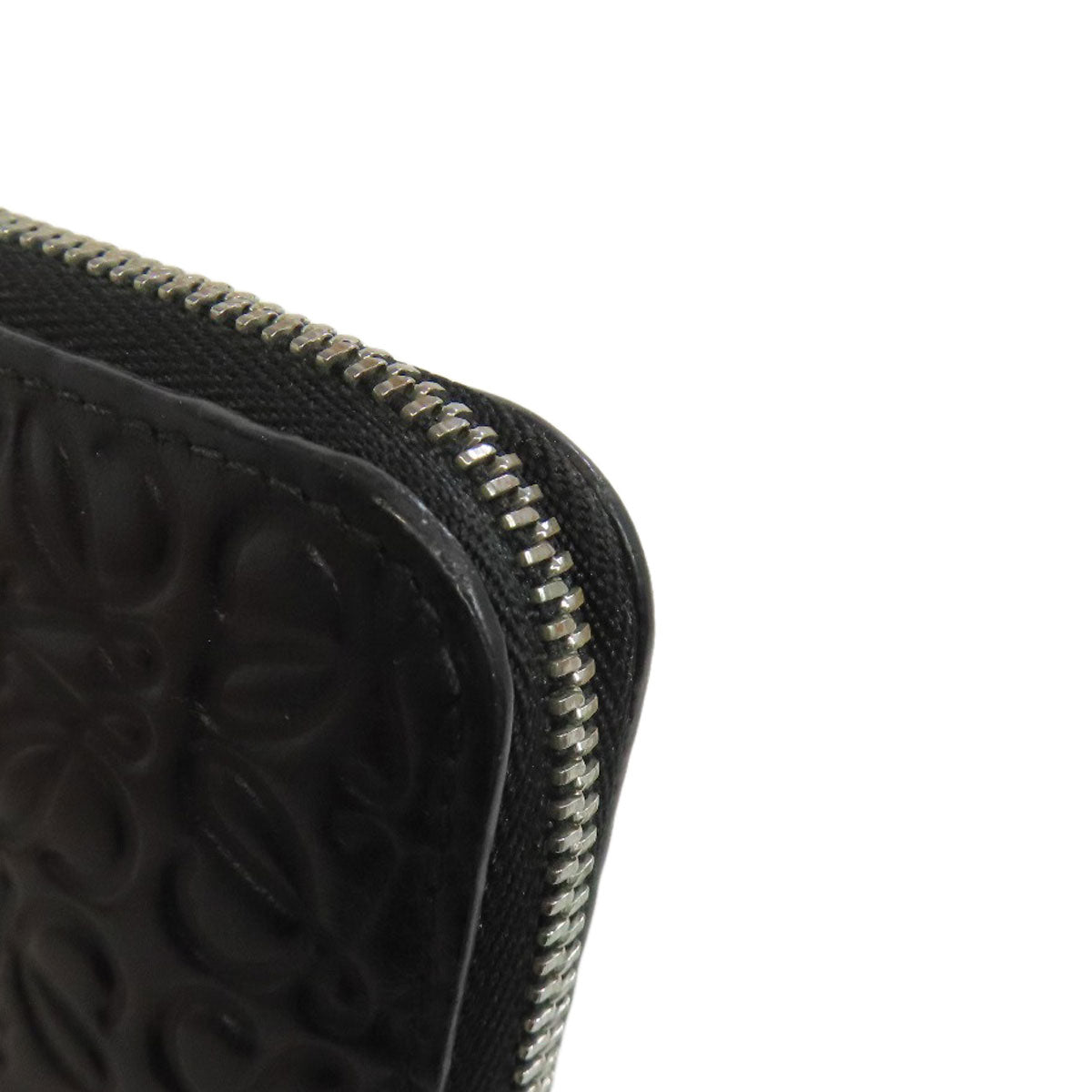 LOEWE Long Wallet Purse leather black Anagram embossing