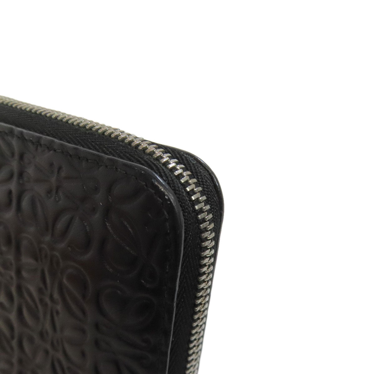 LOEWE Long Wallet Purse leather black Anagram embossing