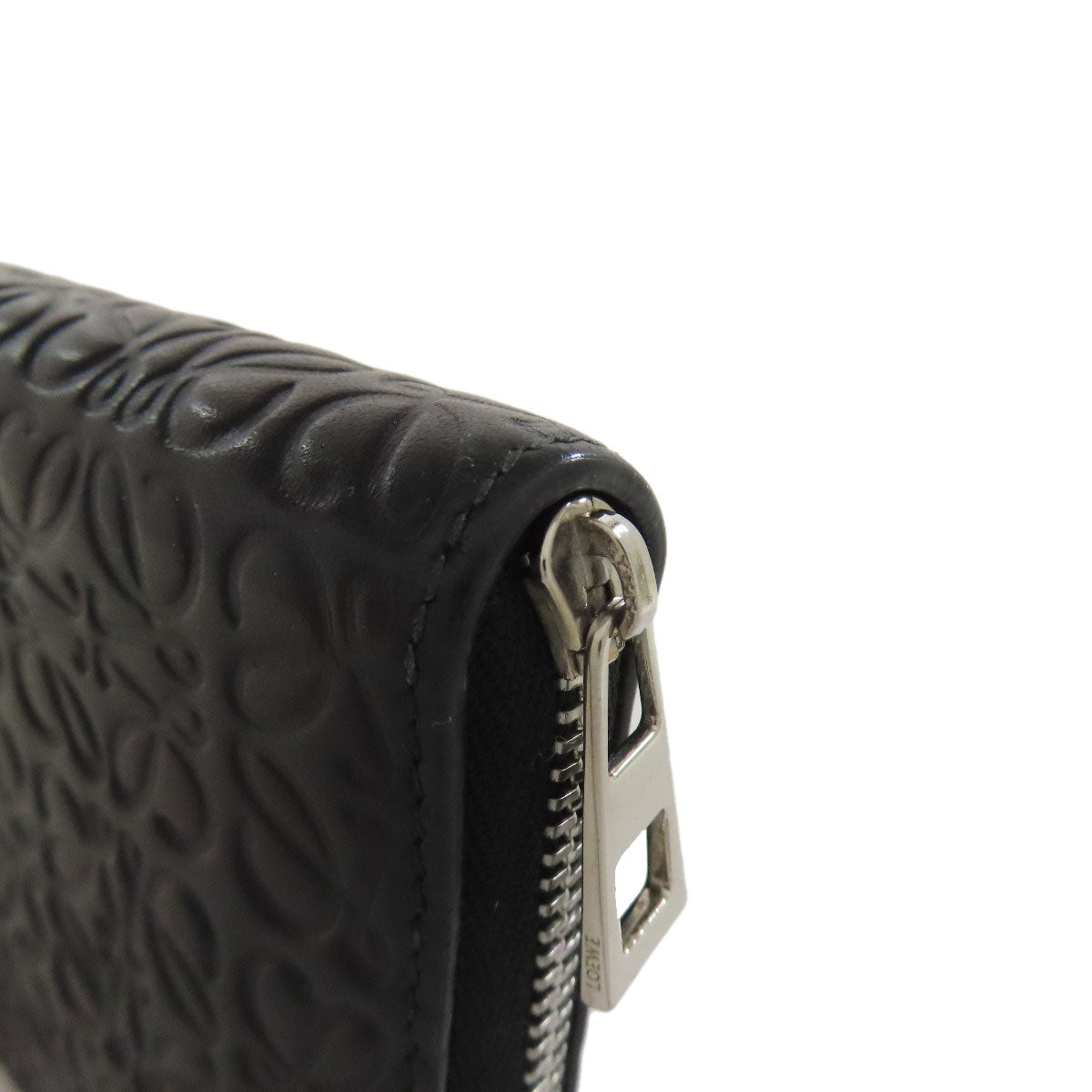 LOEWE Long Wallet Purse leather black Anagram embossing