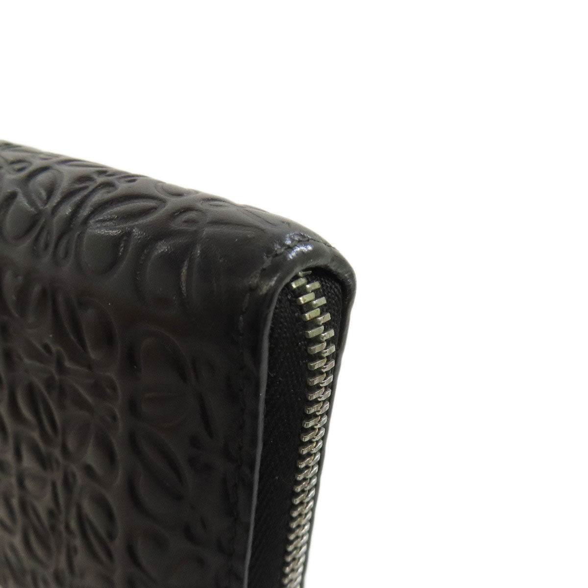 LOEWE Long Wallet Purse leather black Anagram embossing
