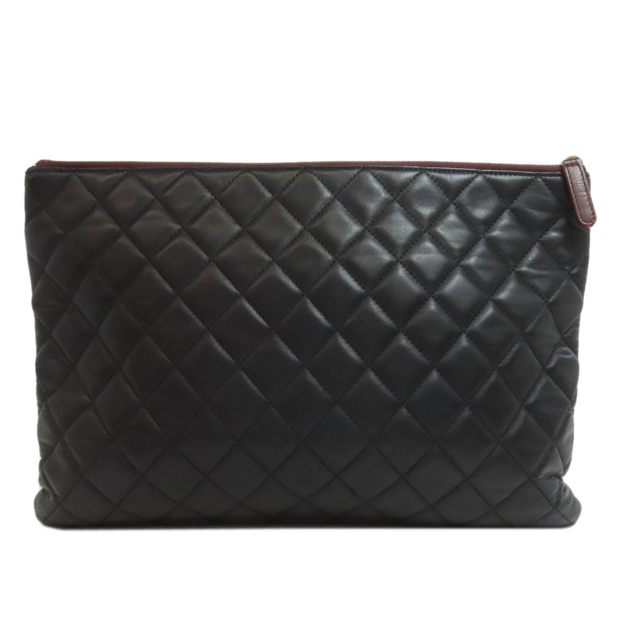 CHANEL Clutch bag lambskin black Matelasse COCO Mark SilverMetal