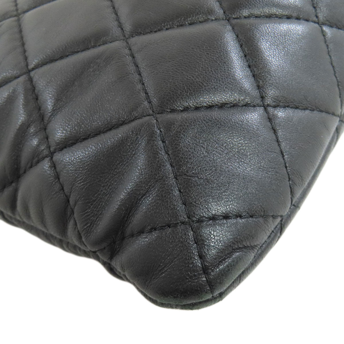 CHANEL Clutch bag lambskin black Matelasse COCO Mark SilverMetal