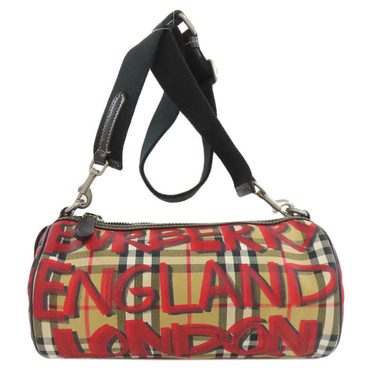 BURBERRY Shoulder Bag Nylon Brown Nova check graffiti print