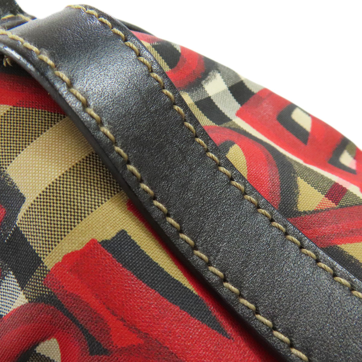 BURBERRY Shoulder Bag Nylon Brown Nova check graffiti print