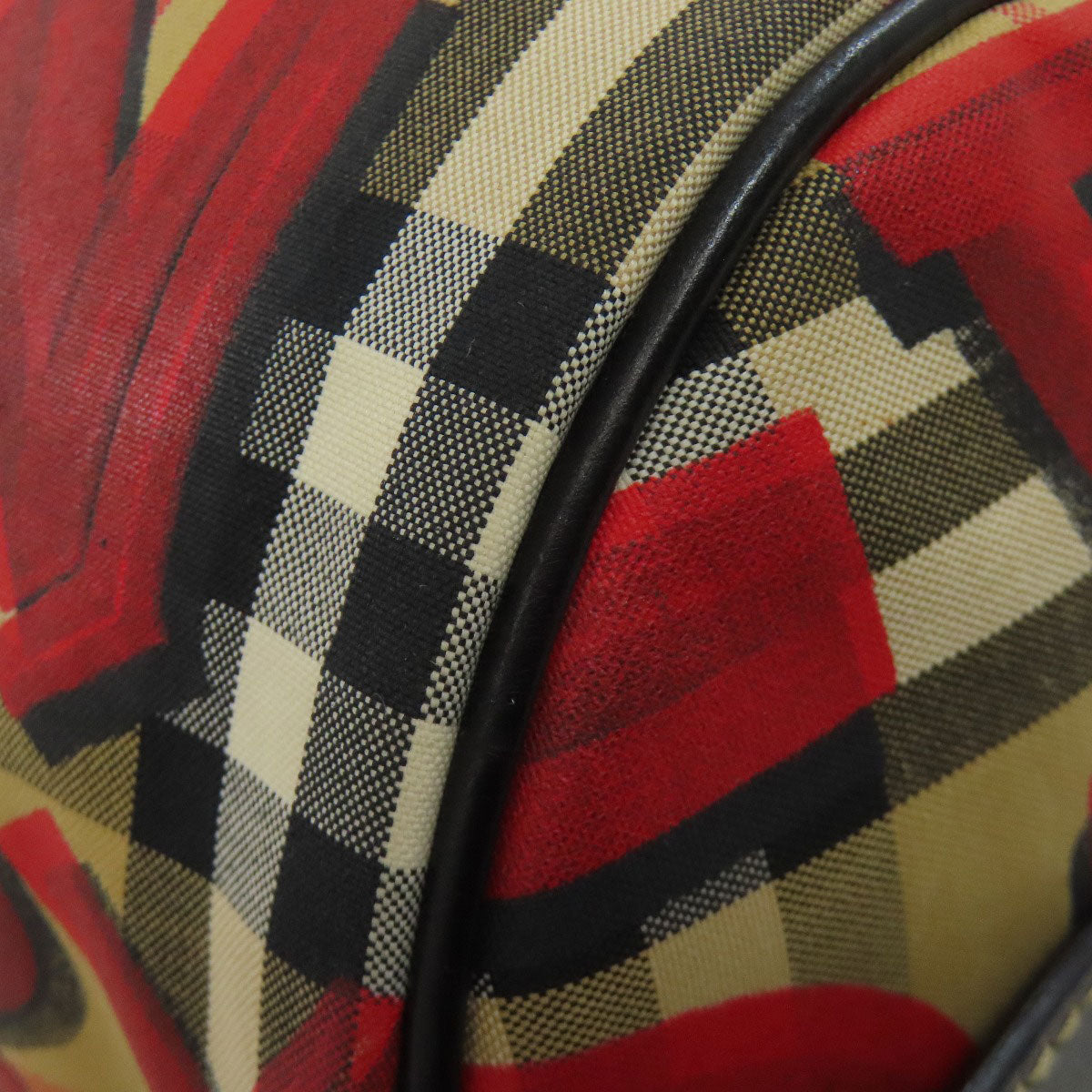 BURBERRY Shoulder Bag Nylon Brown Nova check graffiti print